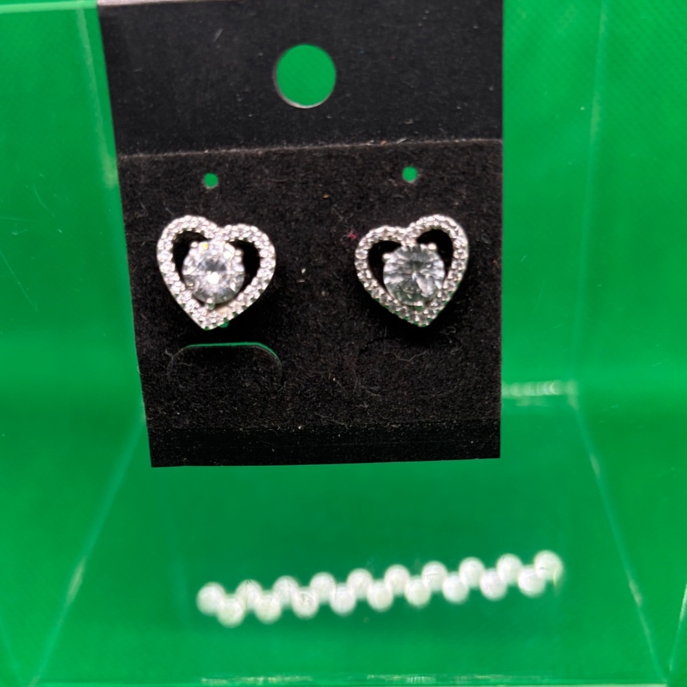 Sparkling Silver moissanite Heart Earrings